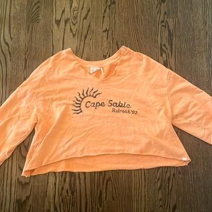 Orange cropped sweatshirt (V neck)